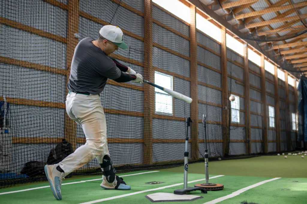 Baseball player hitting